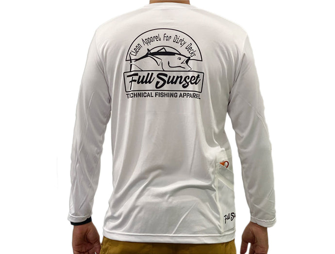DIRTY DECKS TECH-TOOL WATERMAN LONG SLEEVE SHIRT WHITE - Full Sunset
