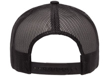 Load image into Gallery viewer, MAR-A-LOGO FLAT BRIM TRUCKER HAT BLACK/WHITE - Full Sunset
