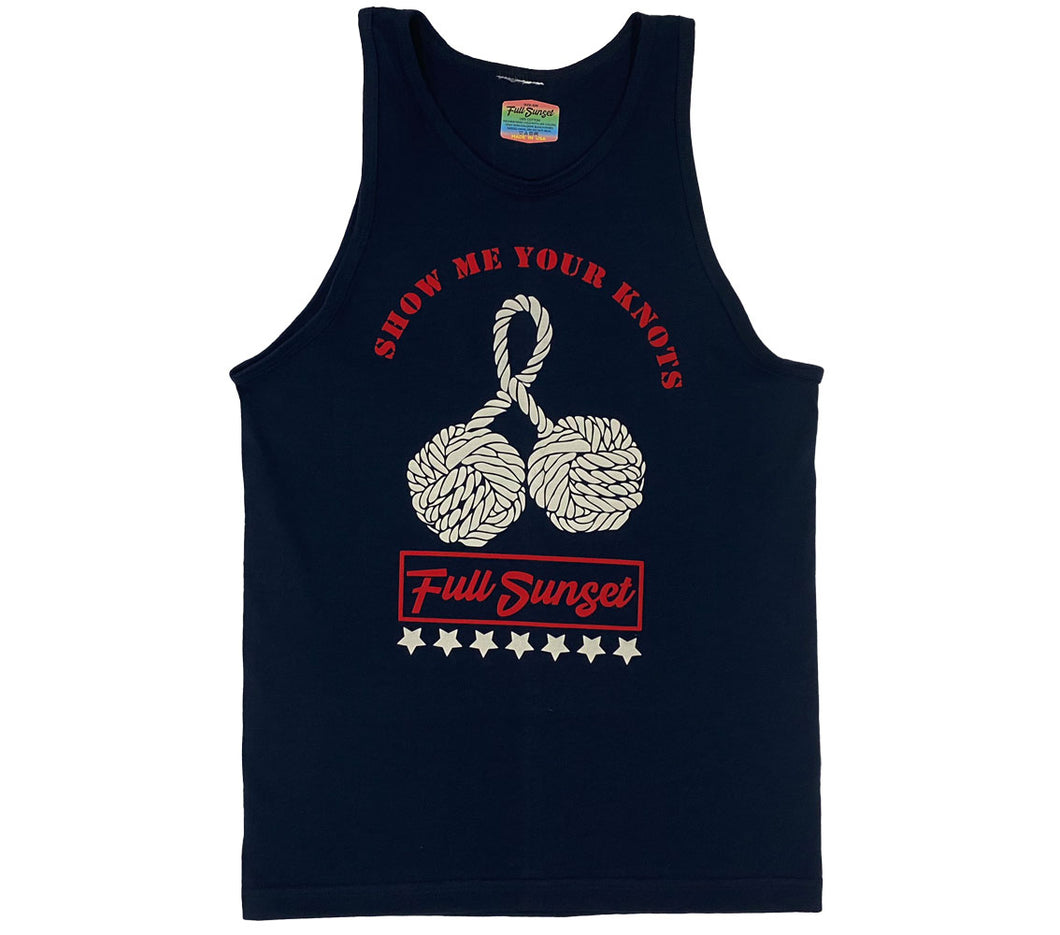 WOMENS SHOW ME COTTON TANK TOP NAVY - Full Sunset