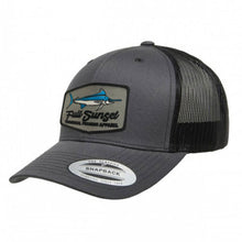 Load image into Gallery viewer, MAR-A-LOGO RETRO TRUCKER HAT CHARCOAL/BLACK - Full Sunset
